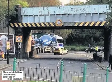  ??  ?? The road at Old Oak Common was cordoned off