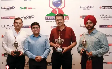  ??  ?? Winning Team (L-R): Amit Katoch (Novartis), Alok Tikoo (LLOYD), Sandeep Sandhu (Team S&S), and Lt. Col. K.J. Singh