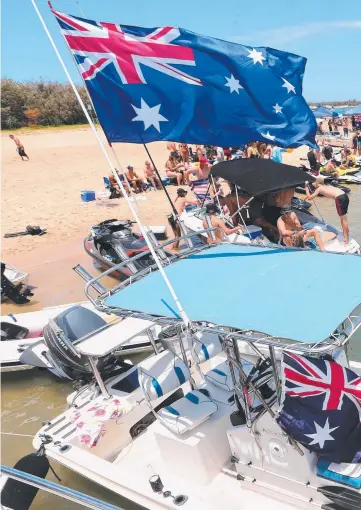  ??  ?? Australia Day on the Broadwater was packed with boats and revellers.