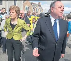  ??  ?? Nicola Sturgeon and Alex Salmond in Inverurie on 2015 election trail