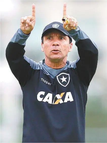  ?? VITOR SILVA /SS PRESS / BOTAFOGO ?? Zé Ricardo comanda treino no Nilton Santos: técnico fez advertênci­a sobre as qualidades da equipe paraguaia