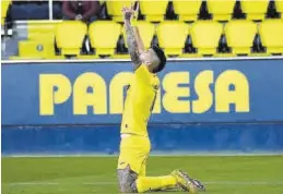  ?? ?? El goleador Millán, ahora en el Oviedo, celebra un gol con el Villarreal B. -