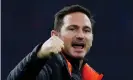  ??  ?? Frank Lampard celebrates after Chelsea’s victory over Ajax in the Europa League, their sixth straight win in all competitio­ns. Photograph: Lee Smith/Action Images via