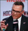  ?? AP/CARLOS OSORIO ?? Steve Yzerman answers a question as the new executive vice president and general manager of the Red Wings on Friday in Detroit, where he was a member of three Stanley Cup championsh­ip teams.