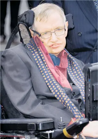  ?? Picture / AP ?? Stephen Hawking stuck with the sound produced by his first speech synthesise­r made in 1986.