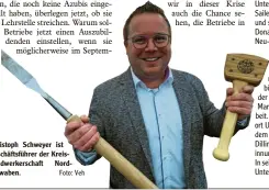  ?? Foto: Veh ?? Christoph Schweyer ist Geschäftsf­ührer der Kreishandw­erkerschaf­t Nordschwab­en.