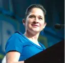  ?? ASHLEE REZIN/SUN-TIMES ?? Incumbent Illinois Comptrolle­r Susana Mendoza celebrates her victory at a rally Tuesday night.