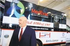  ?? AMY SHORTELL/THE MORNING CALL ?? Larry Wiersch, CEO of Cetronia Ambulance Corps, stands in front of the mobile stroke unit his organizati­on will operate with Lehigh Valley Health Network.