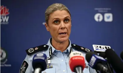  ?? Photograph: Dan Himbrechts/AAP ?? AFP deputy commission­er Krissy Barrett said five teenagers were charged with terrorism offences, but police did not believe there was evidence of a planned attack.