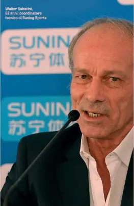  ??  ?? Walter Sabatini, 62 anni, coordinato­re tecnico di Suning Sports