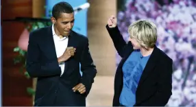  ??  ?? Barack Obama dancing with Ellen DeGeneres.