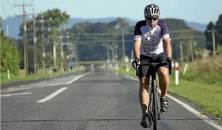  ??  ?? Morrinsvil­le man Dave Clay rode through 23 Waikato towns to raise funds for True Colours Children’s Health Trust.