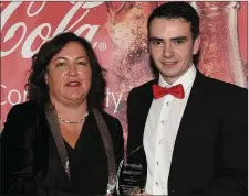  ??  ?? Valerie Sherlock presents the June award to Daire Rowe.