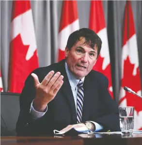  ?? JUSTIN TANG / THE CANADIAN PRESS ?? Intergover­nmental Affairs Minister Dominic LeBlanc speaks at a news conference on Parliament Hill on Friday after premiers gathered in Ottawa to discuss health care.