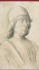  ??  ?? Bellini’s self-portrait, dated 1496.