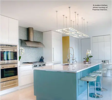  ??  ?? A modern kitchen shines courtesy of Freeman Interiors.