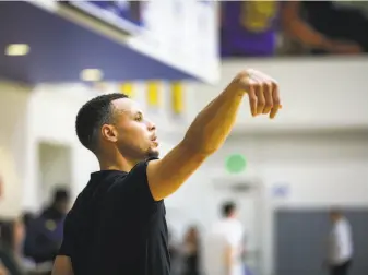  ?? Gabrielle Lurie / The Chronicle ?? The Warriors’ Stephen Curry will be sinking all those long-range shots at the new Chase Center in San Francisco starting with the 2019-20 season following a move from Oracle Arena.