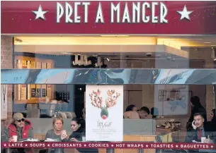  ?? AFP ?? Customers sit inside a London branch of Pret A Manger in this file photo taken on November 17, 2017.