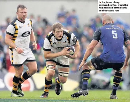 ??  ?? > Joe Launchbury, pictured centre, would be the next cab off the rank in the second row