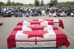  ??  ?? LONDON, Canada: Mourners and supporters gather for a public funeral for members of the Afzaal family at the Islamic Centre of Southwest Ontario in London, Canada. —AFP