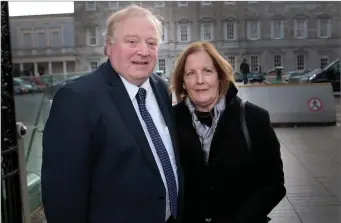 ??  ?? Eamonn Scanlon and his wife Anne arriving for the first Fianna Fail parliament­ary party meeting at Leinster House since the general election in February 2016. He’ll be hoping to retain his seat.