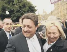  ??  ?? 0 On this day in 2009 British National Party leader Nick Griffin was pelted with British eggs by a protester