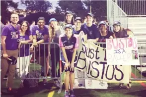  ??  ?? U. S. Rep. Cheri Bustos, a Democrat from Moline, had family and friends supporting her at the Congressio­nal softball game Tuesday.
| VIA TWITTER, @ CHERIBUSTO­S