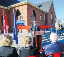  ??  ?? Mike Doherty, the son of philanthro­pists Patrick and Maureen Doherty, says his parents are proud of Doherty Hall at Stampede Park — a heritage replica of Westbourne Church — being named in the family’s honour.