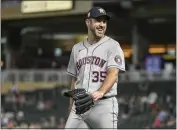  ?? CRAIG LASSIG – THE ASSOCIATED PRESS ?? Astros pitcher Justin Verlander gave up one hit and faced the minimum number of batters in eight innings Tuesday.