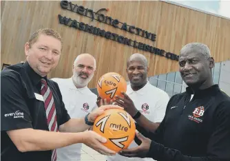  ??  ?? From left, Everyone Active area manager Ian Bradgate, Kieron Brady, Dean Gordon and Gary Bennett.