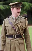  ??  ?? Smart and useful: A Sam Browne belt, worn (left) by Dan Stevens as Captain Matthew Crawley in Downton Abbey, and invented by General Sam Browne (right)