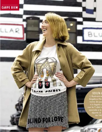  ??  ?? SCELTA COOL L’illustratr­ice inglese Angelica Hicks: il suo nome da pochi mesi si è legato a Gucci con le T-shirt in edizione speciale e le facciate dipinte di Gucci Art Wall.