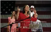  ?? BUTCH DILL — THE ASSOCIATED PRESS ?? Republican U.S. Senate candidate Katie Britt speaks to supporters after securing the nomination during a runoff against Mo Brooks on Tuesday in Montgomery, Ala.