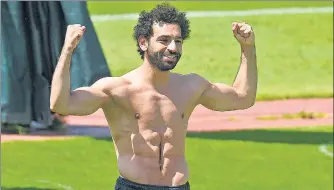  ?? GETTY IMAGES ?? Liverpool’s Mohamed Salah at the Melwood Training Ground in Liverpool on Thursday.