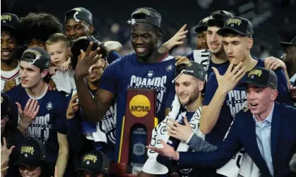  ?? ?? UConn celebrated their fifth national title after a convincing victory over San Diego State. Photograph: Bob Donnan/USA Today Sports