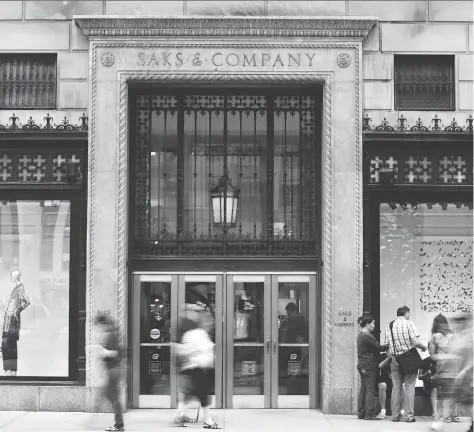  ?? DEMETRIUS FREEMAN/THE NEW YORK TIMES FILES ?? Stamford, Conn.-based Land & Buildings encouraged HBC in a letter to the board to focus its efforts on real estate rather than on failed mergers with rivals. It said the Saks Fifth Avenue location in New York could be valued at $5 billion alone.