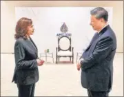 ?? VIA REUTERS ?? US Vice President Kamala Harris greets China's President Xi Jinping in Bangkok, Thailand.
