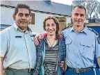  ?? SUPPLIED ?? DOC Wakatipu operations manager Geoff Owen, Czech tramping survivor Pavlina Pizova and Queenstown police area prevention manager Senior Sergeant John Fookes.