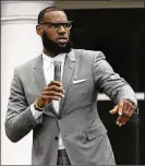  ?? PHOTOS BY MIKE CARDEW / BEACON JOURNAL ?? LeBron James and his Family Foundation have donated millions over the past several years to the Akron school district and to kids in the city where he grew up.