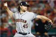  ?? PATRICK SEMANSKY/AP PHOTO ?? In this Oct. 27 file photo, Houston Astros starting pitcher Gerrit Cole throws against the Washington Nationals during Game 5 of the World Series in Washington.