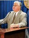  ?? JAMES SALZER / JSALZER@AJC.COM ?? State Sen. David Shafer speaks Friday after the Senate Ethics Committee dismissed a sexual harassment complaint against him.