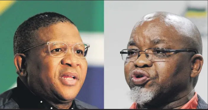  ?? Pictures: Neil McCartney, Gallo Images ?? OUT OF LINE. Police Minister Fikile Mbalula, left, was yesterday rebuked by ANC secretary-general Gwede Mantashe over plans to bust MPs.