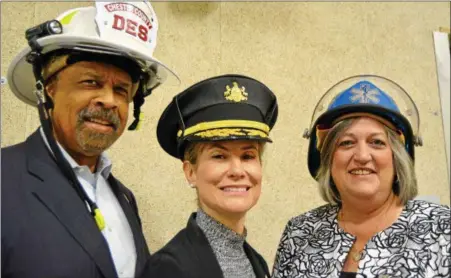  ?? SUBMITTED PHOTO ?? Captains of the WalkWorks ChesCo! First Responder teams, from left to right: County Commission­er Terence Farrell, Team Fire; County Commission­er Michelle Kichline, Team Law Enforcemen­t; and County Commission­er Kathi Cozzone, Team Emergency Medical Services.