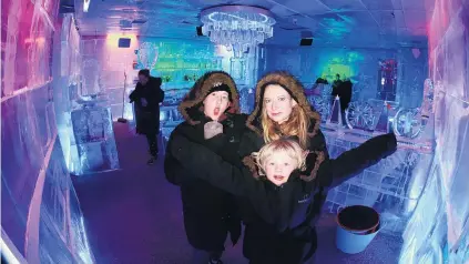  ?? PHOTO: SUPPLIED ?? Feeling cool . . . Jayden King, Sonya King and Zediah Kingcheck out the Below Zero Ice Bar in Queenstown.