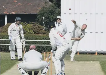  ??  ?? Dawdon’s Dave Coates takes aim at Littletown’s Jordan Woodley.