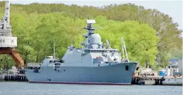  ??  ?? The Russian built Gepard 5.1 Offshore Patrol Vessel (OPV). The NATO identifica­tion is Gepard Class.