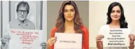  ??  ?? Actors Amitabh Bachchan (above left), Kriti Sanon (above centre) and Dia Mirza (above right) delivering their messages