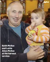  ??  ?? Keith McKee and Lottie Allen McKee at the harvest service.