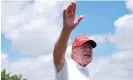  ?? Photograph: Rebecca Blackwell/AP ?? Trump waves to supporters calling out to him at Trump National Doral Golf Club on 7 April 2024 in Doral, Florida.