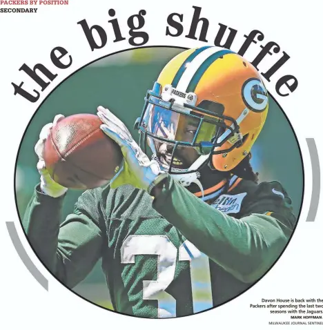  ?? MARK HOFFMAN / MILWAUKEE JOURNAL SENTINEL ?? Davon House is back with the Packers after spending the last two seasons with the Jaguars.